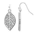 Apt. 9&reg; Glittery Leaf Drop Earrings, Women's, Silver
