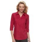 Women's Croft & Barrow&reg; Knit-to-fit Shirt, Size: Xxl, Dark Pink