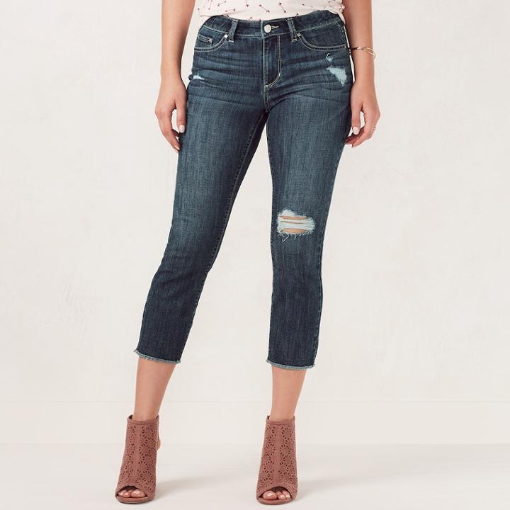 Women's Lc Lauren Conrad Capri Skinny Jeans, Size: 14, Dark Blue