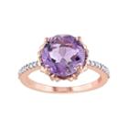 10k Rose Gold Amethyst & 1/10 Carat T.w. Diamond Engagement Ring, Women's, Size: 6, Purple