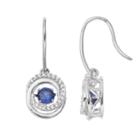 Sterling Silver Lab-created Blue & White Sapphire Interlocking Circle Drop Earrings, Women's