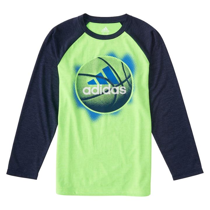 Boys 4-7x Adidas Basketball Raglan Tee, Size: 6, Brt Green