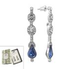 Downton Abbey Silver Tone Simulated Crystal Linear Drop Earrings, Women's, Blue