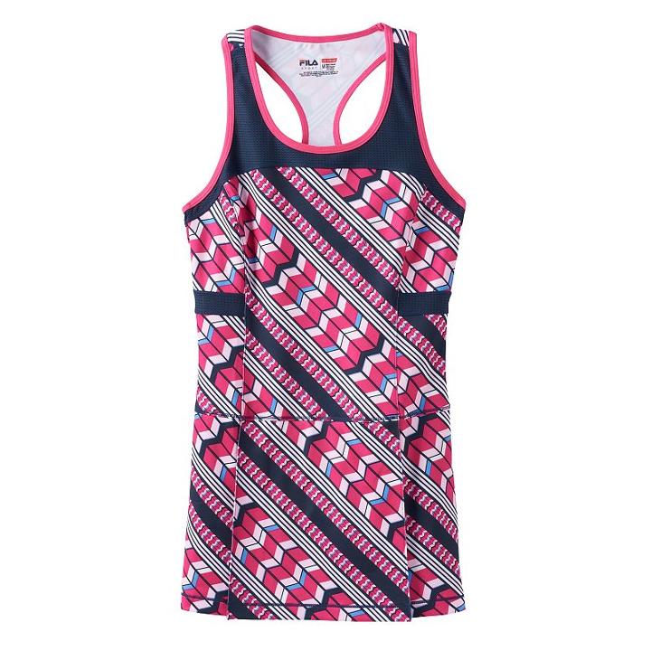 Girls 7-16 Fila Sport® Mesh Blocked Racerback Tennis Dress, Girl's, Size: L(14), Black