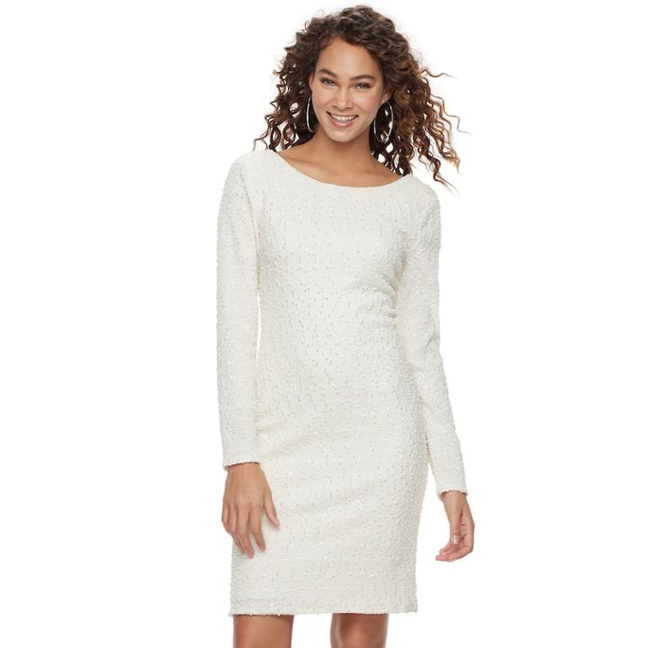 Women's Jennifer Lopez Metallic Boucle Sheath Dress, Size: Xs, White Oth