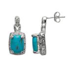 Sterling Silver .10-ct. T.w. Diamond Turquoise And Diamond Accent Drop Earrings, Women's, Blue