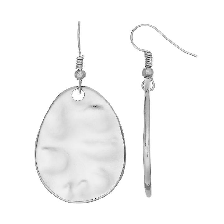 Apt. 9&reg; Hammered Oblong Earrings, Women's, Silver