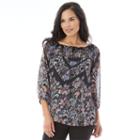 Women's Ab Studio Print Smocked Top, Size: Xlrg Av/rg, Ovrfl Oth