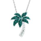Diamonluxe Crystal Sterling Silver Palm Tree Pendant Necklace - Made With Swarovski Crystals, Women's, Green