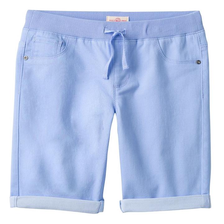 Plus Size Girls 7-16 So&reg; Ribbed Waist Sateen Bermuda Shorts, Girl's, Size: 16 1/2, Turquoise/blue (turq/aqua)