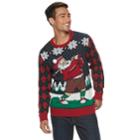 Men's Golfing Sant Christmas Sweater, Size: Large, Blue