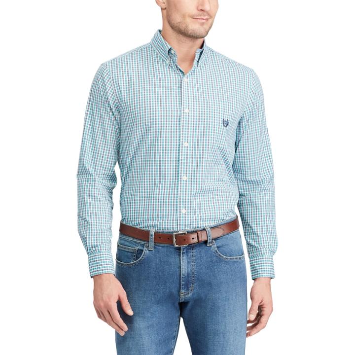 Big & Tall Chaps Regular-fit Stretch Button-down Shirt, Men's, Size: 3xl Tall, Green