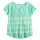 Girls 7-16 & Plus Size Mudd&reg; Lace-up Raglan Tie-dye Tee, Girl's, Size: 16, Turquoise/blue (turq/aqua)