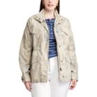 Plus Size Chaps Floral Canvas Anorak Jacket, Women's, Size: 3xl, Lt Beige