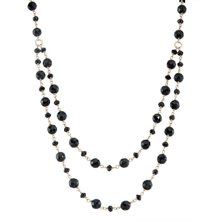14k Gold Onyx & Black Spinel Swag Necklace, Women's, Size: 19