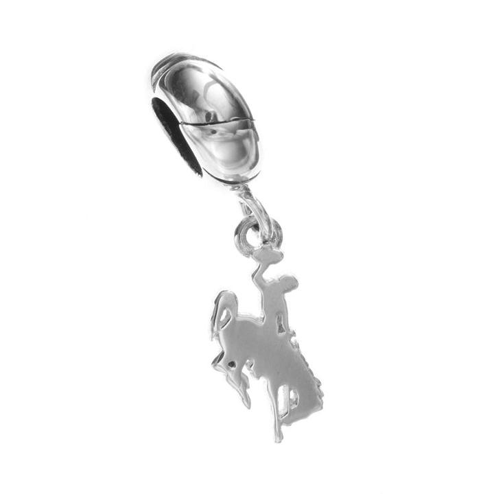 Dayna U Wyoming Cowboys Sterling Silver Logo Charm, Women's, Grey