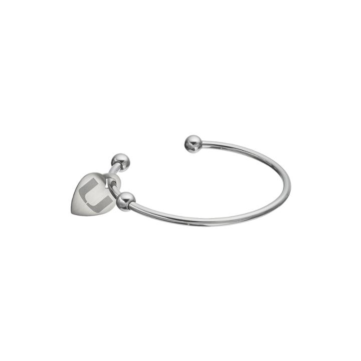 Fiora Stainless Steel Miami Hurricanes Charm Cuff Bracelet, Women's, Size: 7.5, Grey