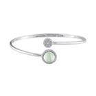 Prehnite, Diamond Accent & White Topaz Sterling Silver Cuff Bracelet, Women's, Size: 7, Green