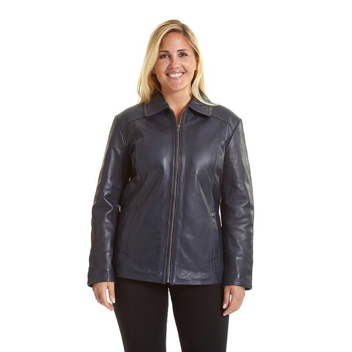 Plus Size Excelled Leather Scuba Jacket, Women's, Size: 1xl, Blue