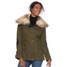 Women's Apt. 9&reg; Faux Fur Faux-leather Accent Parka, Size: Xl, Med Green