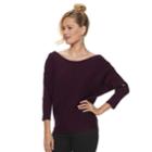 Women's Jennifer Lopez Lace-up Boatneck Sweater, Size: Large, Drk Purple