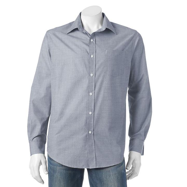 Big & Tall Croft & Barrow Classic-fit Solid Easy-care Button-down Shirt, Men's, Size: L Tall, Dark Blue