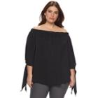 Plus Size Apt. 9&reg; Off-the-shoulder Satin Top, Women's, Size: 1xl, Black