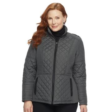 Plus Size Weathercast Quilted Midweight Side-stretch Jacket, Women's, Size: 2xl, Grey