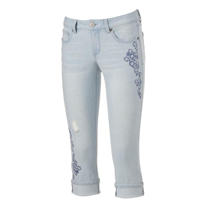 Juniors' So&reg; Whiskered Capri Jeans, Girl's, Size: 7, Light Blue