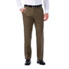 Men's Haggar Premium No-iron Khaki Stretch Classic-fit Flat-front Pants, Size: 42x32, Med Brown