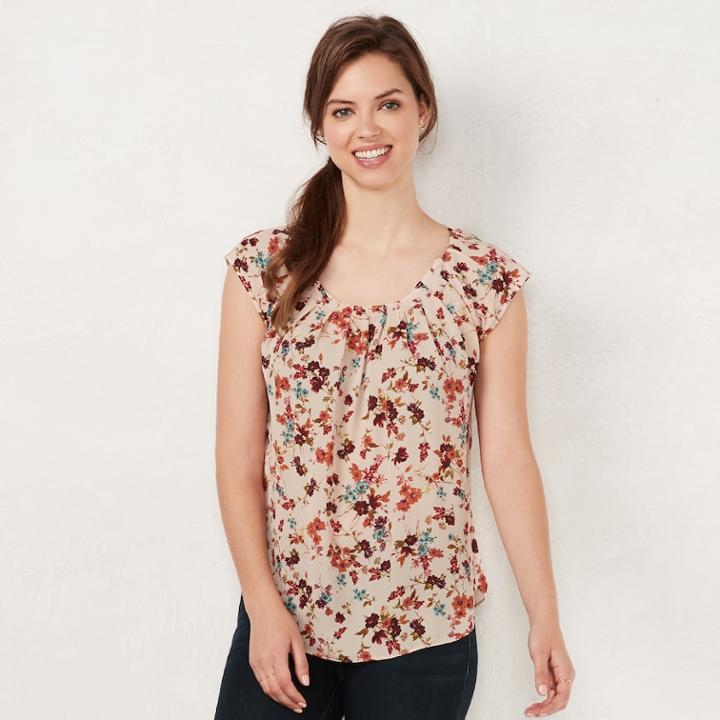 Women's Lc Lauren Conrad Love, Lauren Pleated Top, Size: Medium, Pink