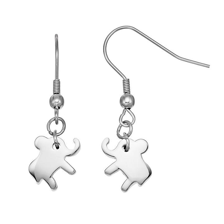 Steel City Stainless Steel Elephant Drop Earrings, Women's, Grey