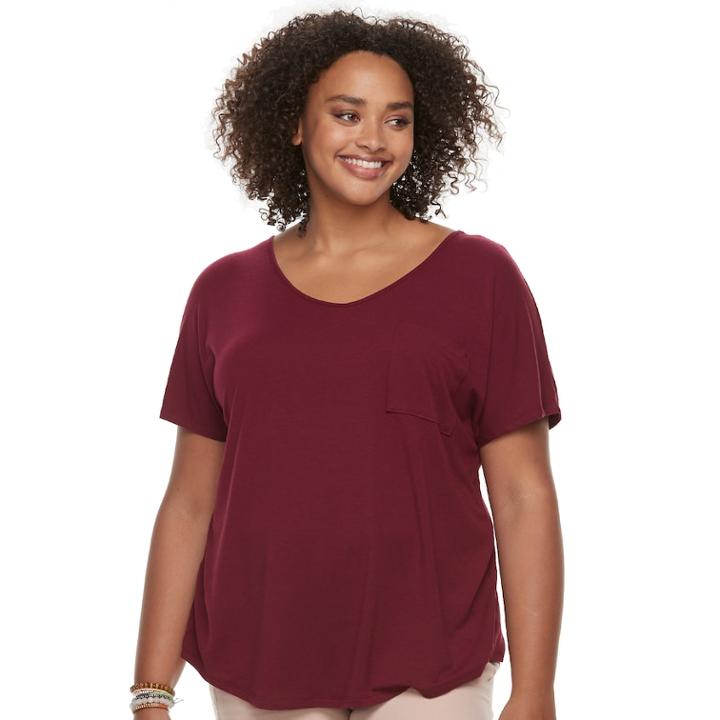 Plus Size So&reg; Cross Back Short Sleeve Tee, Teens, Size: 2xl, Dark Pink