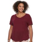 Plus Size So&reg; Cross Back Short Sleeve Tee, Teens, Size: 2xl, Dark Pink