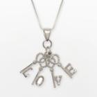 Sterling Silver Cubic Zirconia Love Key Charm Necklace, Women's, Size: 18, Grey