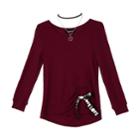 Girls 7-16 Iz Amy Byer Long Sleeve Banded Bottom Top With Necklace, Size: Large, Med Purple