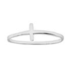 Itsy Bitsy Sterling Silver Sideways Cross Midi Ring, Women's, Size: 4, Grey