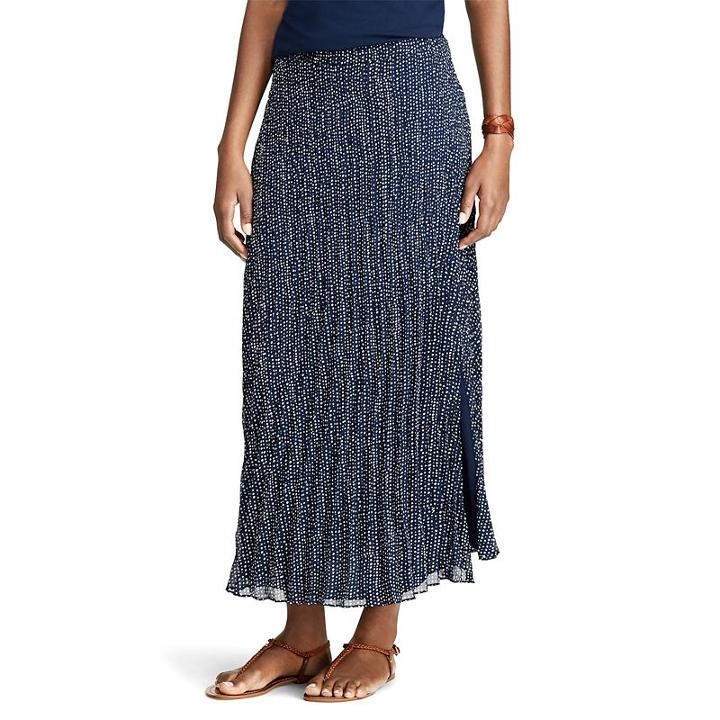 Petite Chaps Pleated Georgette Skirt, Women's, Size: L Petite, Blue (navy)
