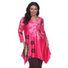 Plus Size White Mark Scroll Shark-bite Tunic, Women's, Size: 3xl, Pink Other