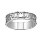 Sterling Silver Textured Claddagh Wedding Band, Adult Unisex, Size: 5, Grey