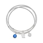 Logoart Kentucky Wildcats Silver Tone Crystal Charm Bangle Bracelet Set, Women's, Blue