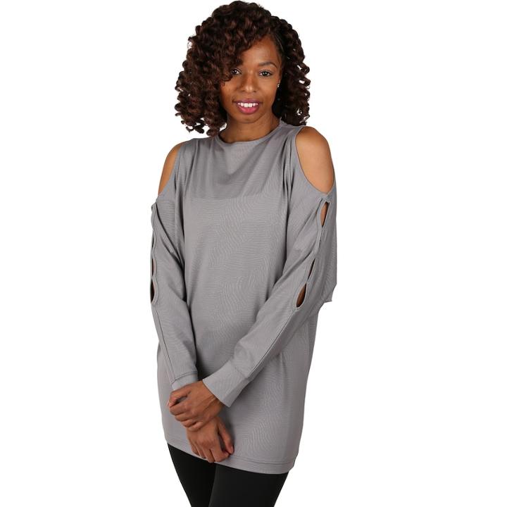 Women's Soybu Peek Long Sleeve Tunic, Size: Medium, Med Grey