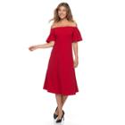 Women's Sharagano Off-the-shoulder Fit & Flare Midi Dress, Size: 16, Brt Pink