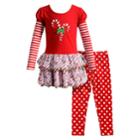 Girls 4-6x Youngland 2-pc. Candy Cane Dress & Legging Set, Size: 6, Dark Red