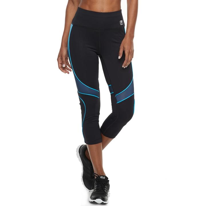 Women's Fila Sport&reg; High-waisted Running Capri Leggings, Size: Xl, Black