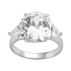 Sterling Silver Cubic Zirconia 3-stone Ring, Adult Unisex, Size: 8, White