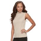 Petite Dana Buchman Sleeveless Turtleneck Top, Women's, Size: L Petite, Beig/green (beig/khaki)
