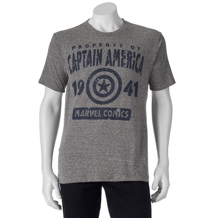 Men's Marvel Captain America 75th Property Of America Tee, Size: Small, Silver
