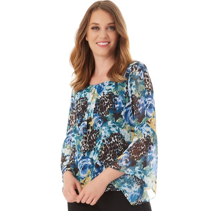 Women's Apt. 9&reg; Chiffon Bell Sleeve Top, Size: Xl, Floral