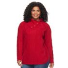 Plus Size Croft & Barrow&reg; Splitneck Cable-knit Sweater, Women's, Size: 1xl, Med Red